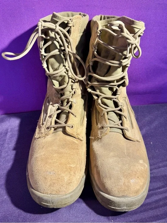 MADE IN USA BELLEVILLE USMC DESERT BROWN LEATHER MILITARY COMBAT BOOTS 12 R - Picture 3 of 7